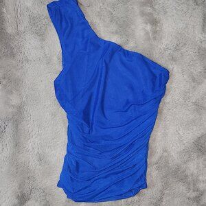 Royal Blue One Shoulder Blouse Size S